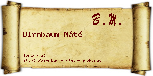 Birnbaum Máté névjegykártya
